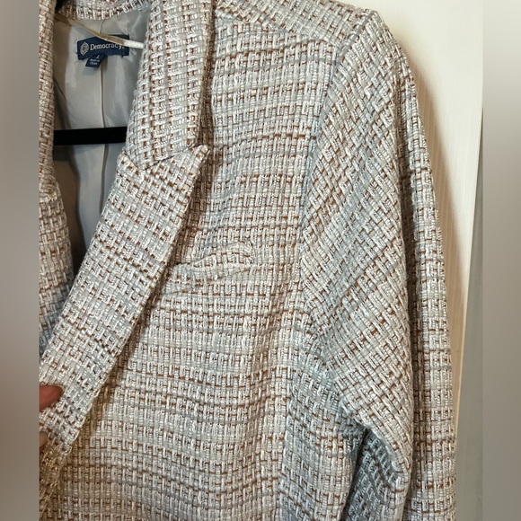Democracy Birch Multi Long ButtonCuff Angled Pocket Single Breasted Blazer NWOT - Picture 14 of 14